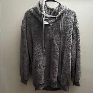 Cozy Gray Sherpa Hoodie